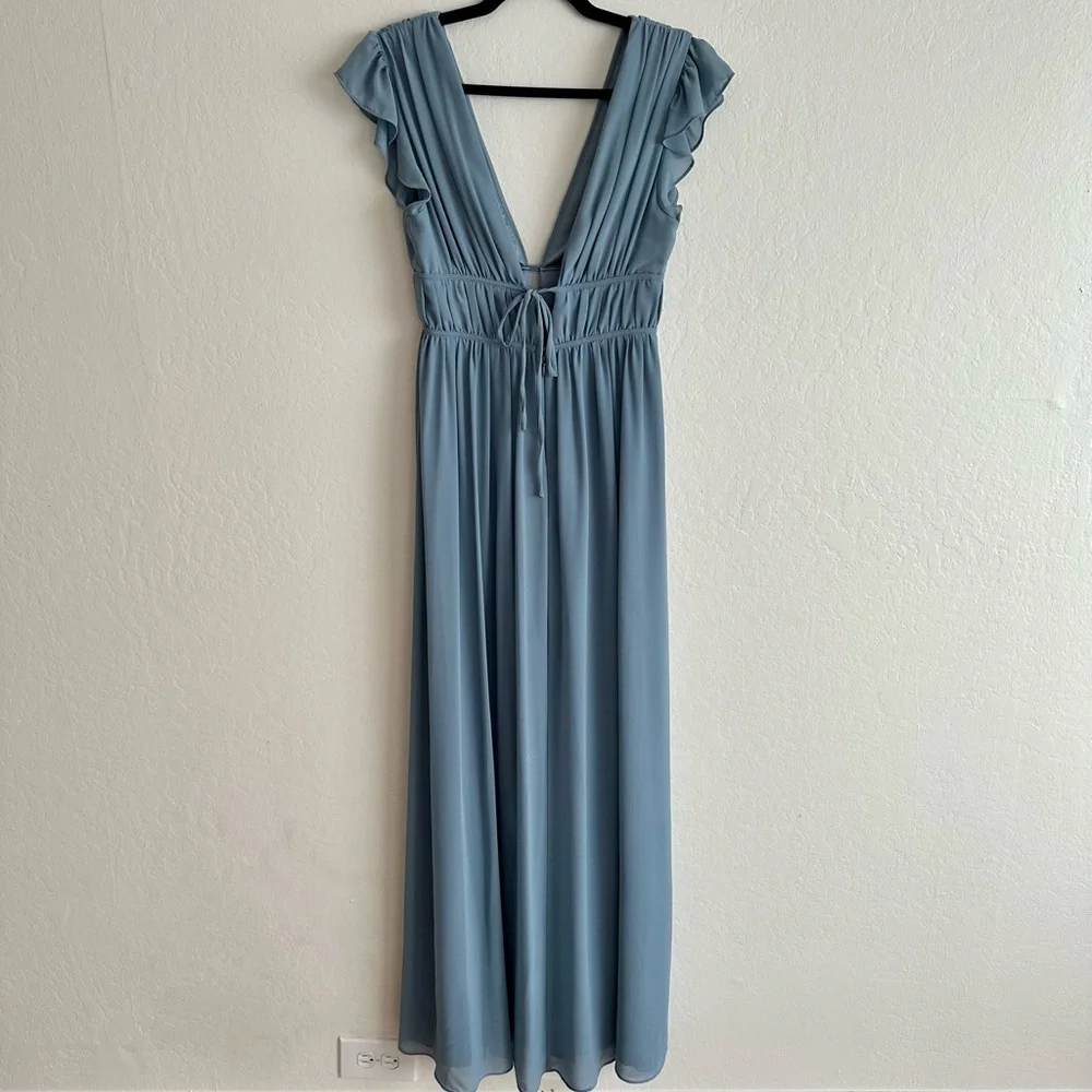 Lulu’s I'm All Yours Slate Blue Ruffled Maxi Dress Size Small - Picture 6 of 9